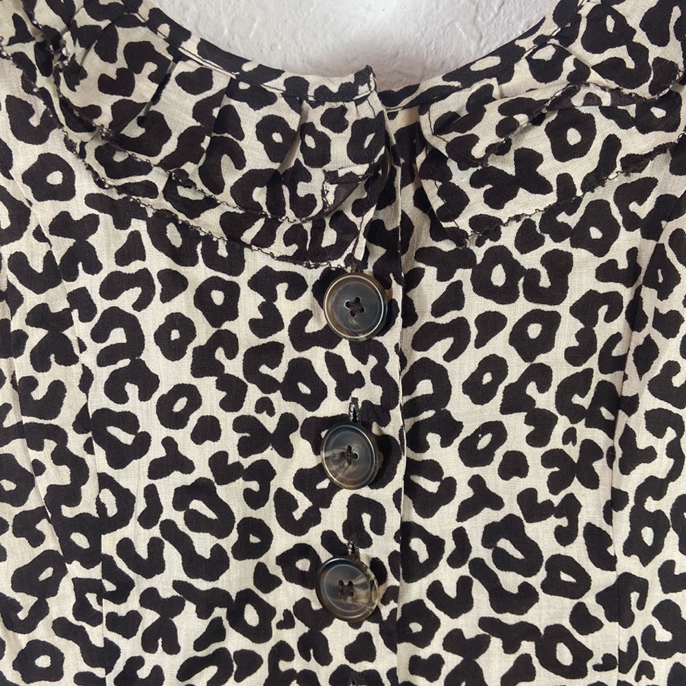 SEA New York Leopard button front ruffle Sleeve midi Dress - Picture 3 of 7